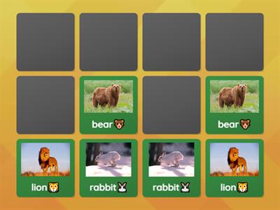 เกมหาคำศัพท์ให้ตรงกัน หมวดสัตว์ animals 