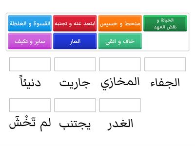 مطابقة المفردات بالمعاني درس من تجارب الحياة