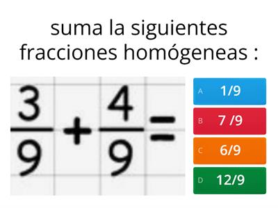 SUMA Y RESTA DE FRACCIONES HOMOGÉNEAS 