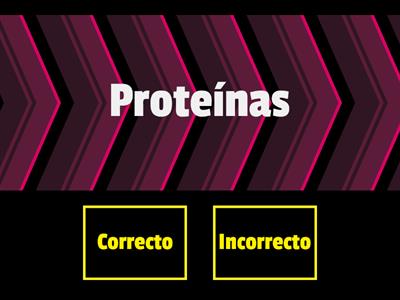 Marca correcto cuando sean nutrientes e incorrecto cuando sean alimentos.