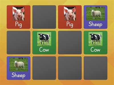 Memory game- can you find the pairs of farm animals