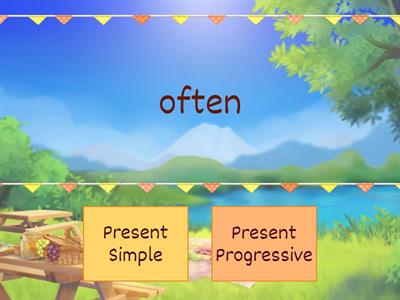 Signal words and examples - Present Simple and Present Progressive