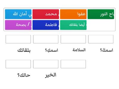 الوحدة الثانية: هيا نتعارف (العبارات والردود)