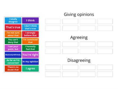 Giving Opinions, Agreeing and Disagreeing - Sort