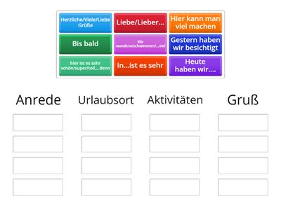 Eine Postkarte: Was passt wo? Ordnen Sie zu!