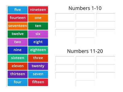 SS Numbers - groups | 1-10, 10-20