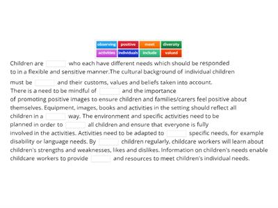 An environment that can support the inclusion of all children