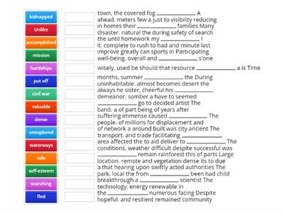 Aim high 4 Unit 1 Vocabulary (fill in the gape using these the correct Word)