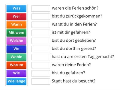 W-Fragen Wiederholung: Ferien