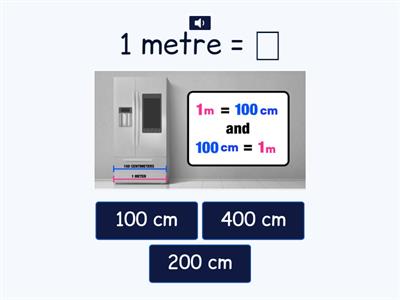 Metres and Centimetres (easier) Quiz