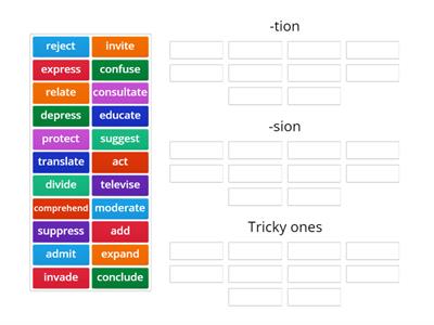 -tion or -sion spelling sort