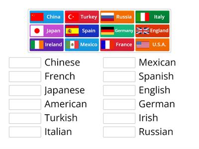 Countries and Nationalities Match Up