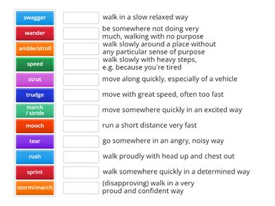 Ways of moving - slowly, quickly, with attitude - definitions (Prof teachers)