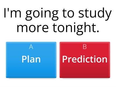 Be going to: Plans vs Predictions