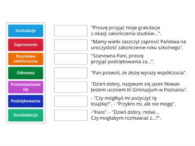 Rodzaje tekstów i formuły grzecznościowe 