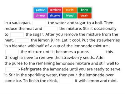 Recipe verbs