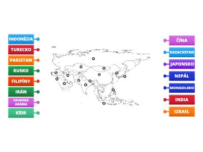 Ázia štáty slepá mapa