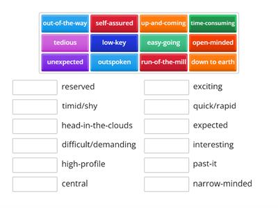 Adjectives to describe people, places and experiences - Opposites