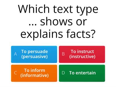 Purpose of Text Quiz