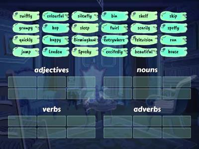 sorting for adverbs, nouns, verbs