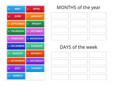 MONTHS and DAYS of the week - consolidation