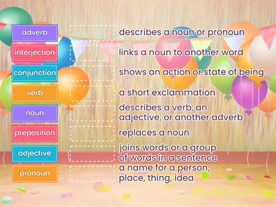 Parts of speech - Definition Recap