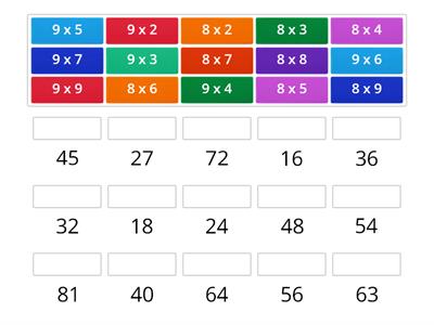 Multiplication Facts 8s and 9s