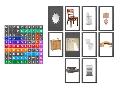 Furniture. Find 10 furniture words.