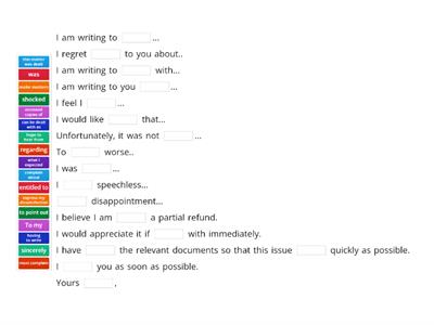 LETTER OF COMPLAINT PHRASES