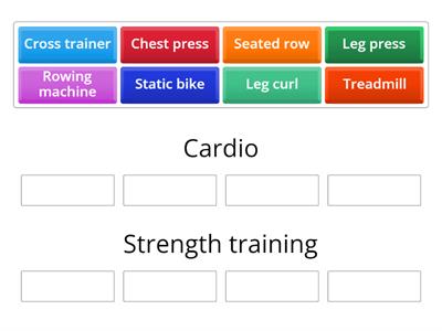 Match the gym activites to the correct exercise