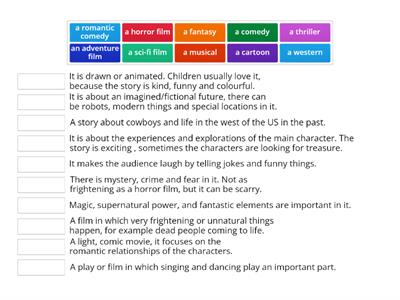 Match the film genres to the definitions.