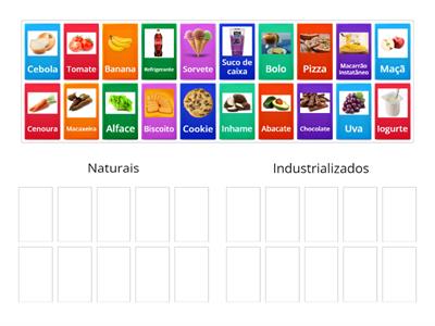 Alimentos naturais e alimentos industrializados