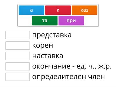 Открийте думата и разпознайте морфемите ѝ: