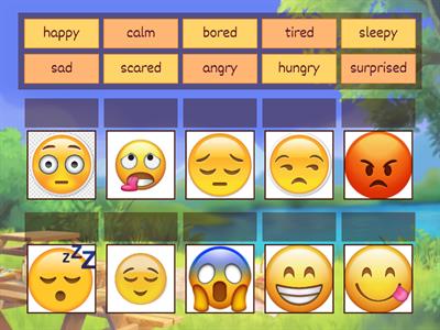 Emotions & feelings (kids, A1) Flashcards Match up