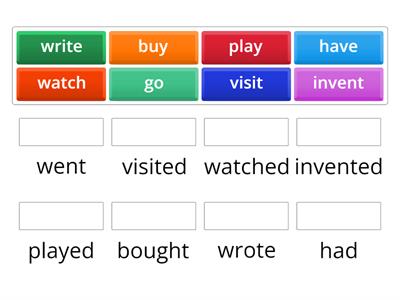 match the base form with the past simple