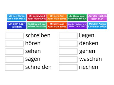 Körperteile und Verben üben