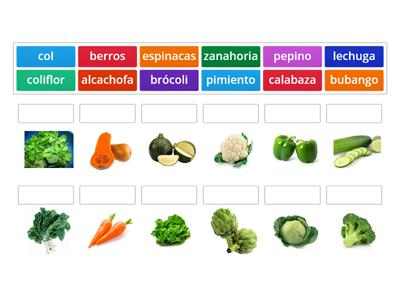 Logopedia: emparejar imagen-palabra. Verduras.