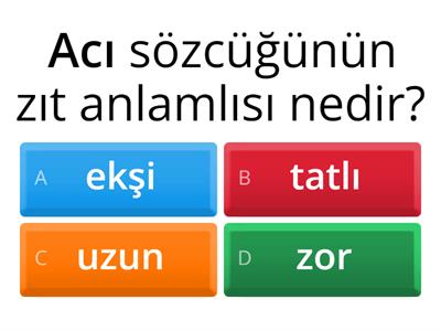 Zıt anlamlı kelimeler