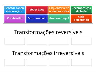 Transformações reversíveis e irreversíveis - Recursos de ensino