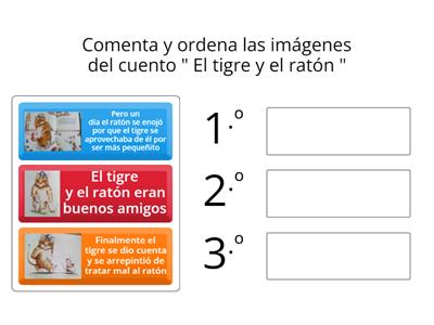 Ordena esta secuencia del cuento " El tigre y el ratón"