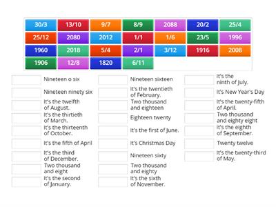 Dates (day/months and years)