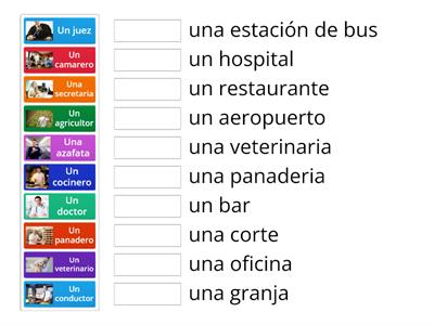 Ocupaciones y lugares ¿Sabes dónde trabajan?