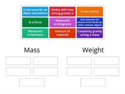 Mass versus weight sort