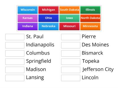 Midwest Region State Capitals Match Up
