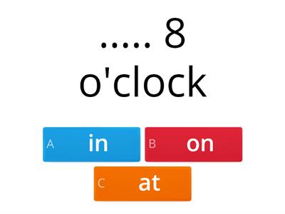 Prepositions of time (Grade 4 Unit 4)