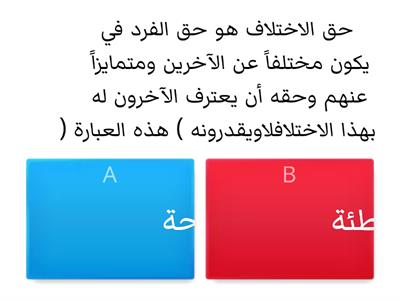 النشاط الختامي للصف السادس - عن درس حق الاختلاف 