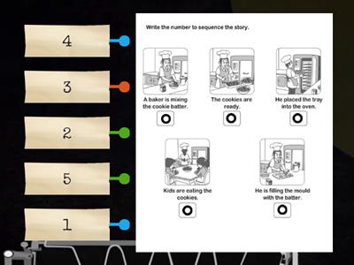 Read and write the number to the sequence of the story: