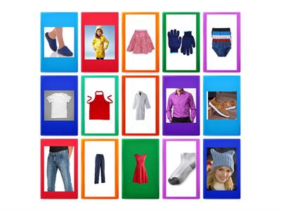 15 clothing words - flash cards