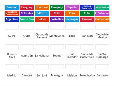 Países y capitales donde el español es lengua oficial o cooficial