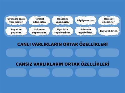 Palet Okulları - Canlı ve Cansız Varlıkların Özellikleri